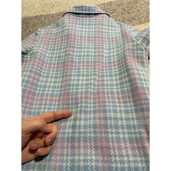 VTG Bonwit Teller 50s 60s Plaid Dress Womens Size Small Cap Sleeves Blue Purple - Picture 12 of 14